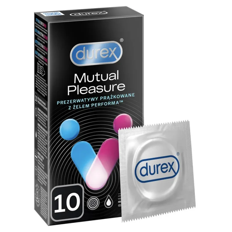 Durex Mutual Pleasure, prezervative pentru relații sexuale cu lubrifiant, cu nervuri și conducte, 10 bucăți — preț și oferte