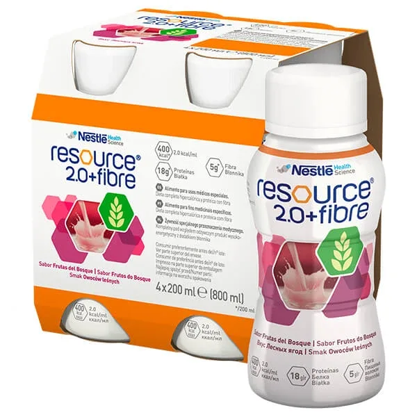 Resource 2.0 + Fibre, supliment nutritiv, aromă de fructe de pădure, 4 x 200 ml NESTLE — preț și oferte