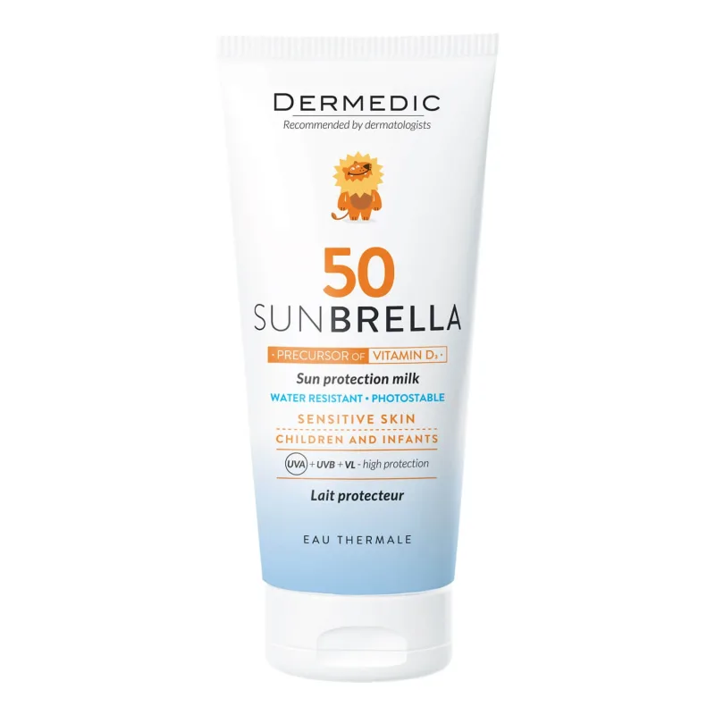 Dermedic Sunbrella Baby, lapte protector pentru copii de la 1 lună, pentru față și corp, piele sensibilă, SPF 50, 100 ml — preț și oferte