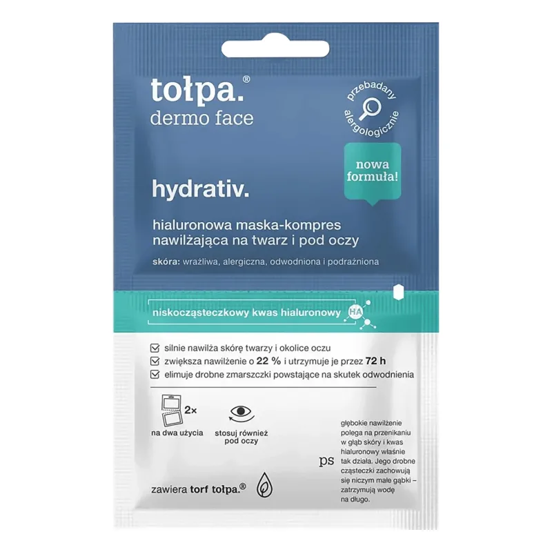 Tolpa Dermo Face Hydrativ, mască hialuronică hidratantă pentru față și ochi, 6 ml x 2 pliculețe — preț și oferte