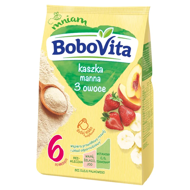 BoboVita Manna porridge, 3 fructe, fără lapte, după 6 luni, 180 g — preț și oferte
