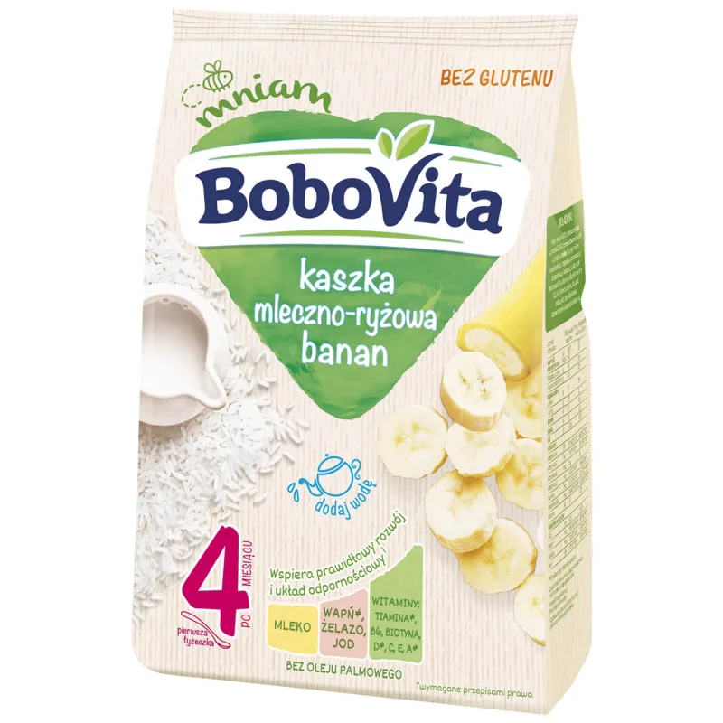 BoboVita Terci de orez cu lapte, banane, fără gluten, după 6 luni, 230 g — preț și oferte
