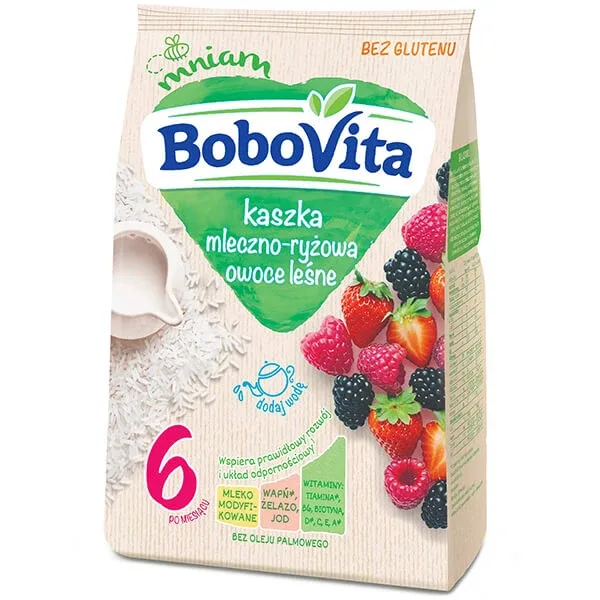 BoboVita Terci de orez cu lapte, fructe de pădure, fără gluten, după 6 luni, 230 g — preț și oferte