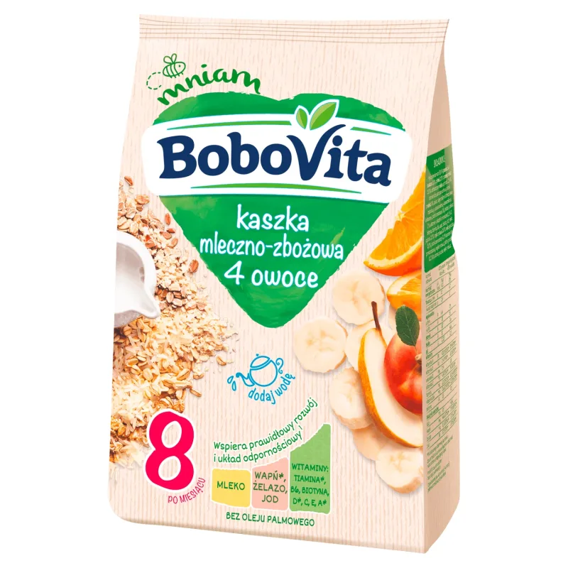 BoboVita Terci de lapte și cereale, 4 fructe, după 8 luni, 230 g — preț și oferte