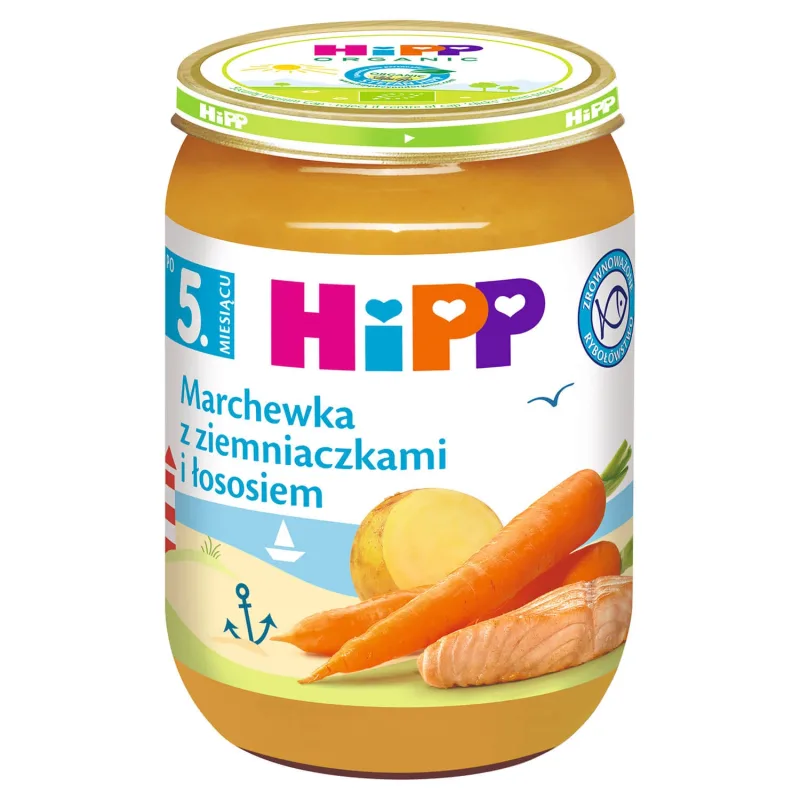 HiPP Bio fel de mâncare, morcovi cu cartofi și somon, după 5 luni, 190 g — preț și oferte