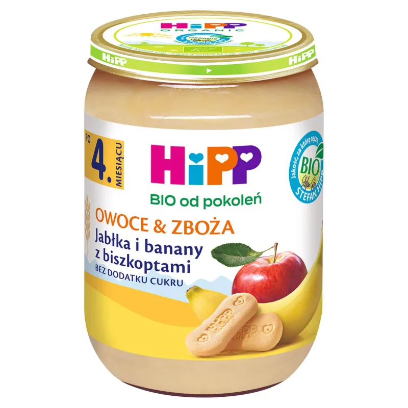 Hipp Fruit and Cereal Bio, măr și banană cu biscuiți, după 4 luni, 190 g — preț și oferte
