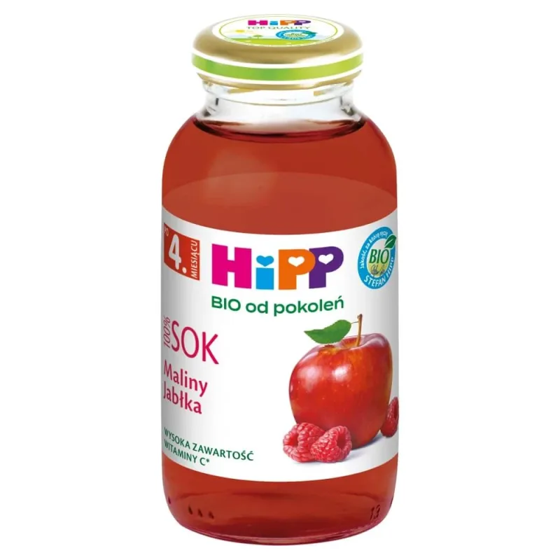 HiPP 100% Bio suc, zmeură-măr, fără adaos de zahăr, după 4 luni, 200 ml — preț și oferte