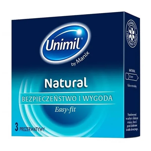 Unimil Natural+, prezervative clasice, 3 bucăți — preț și oferte