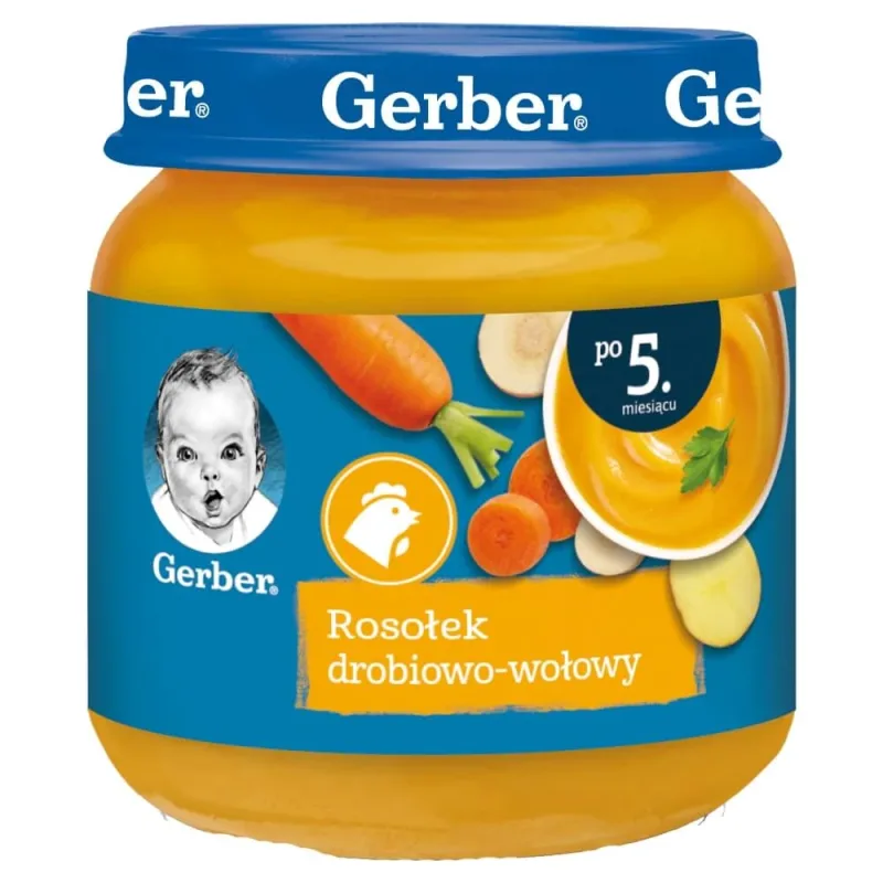 Gerber Zupa, bulion de pui și vită, după 5 luni, 125 g — preț și oferte