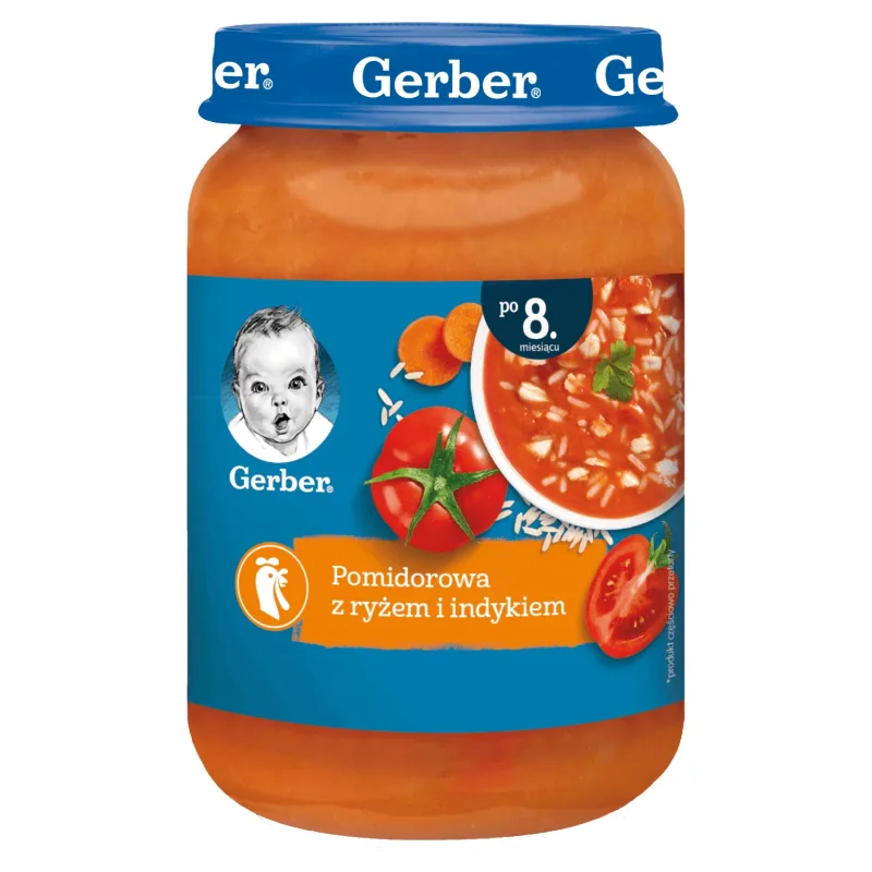 Supă Gerber, roșii cu orez și curcan, după 8 luni, 190 g — preț și oferte