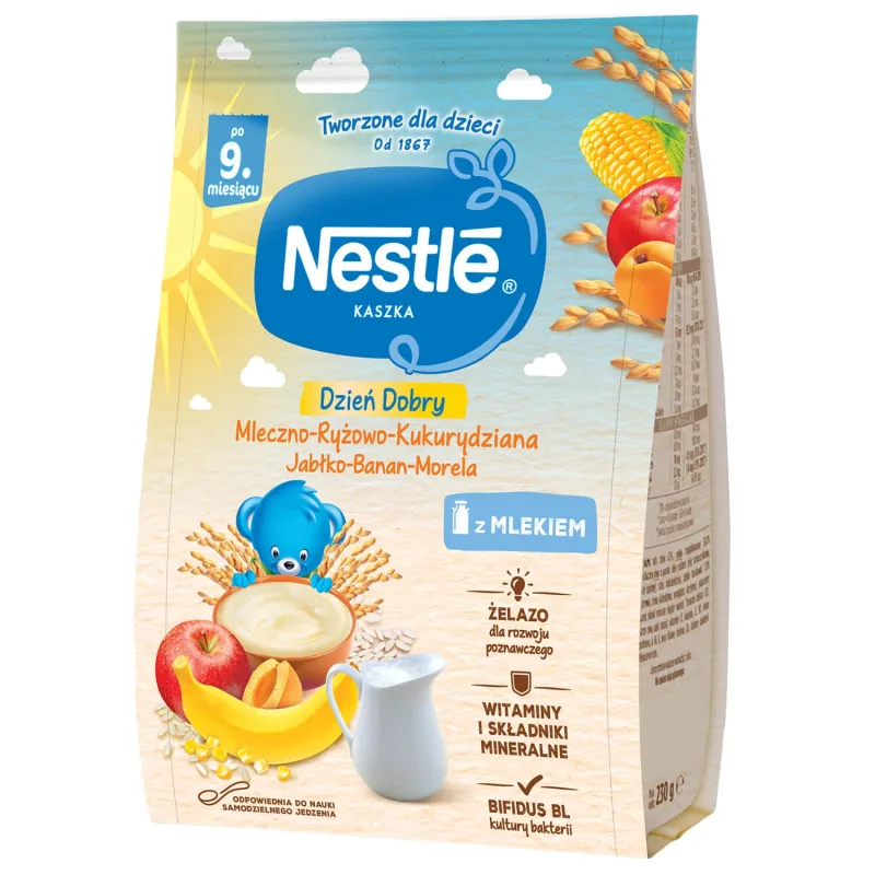 Nestle Good Morning Rice Krispies, măr-banană-căprioară, lăptos, după 9 luni, 230 g — preț și oferte