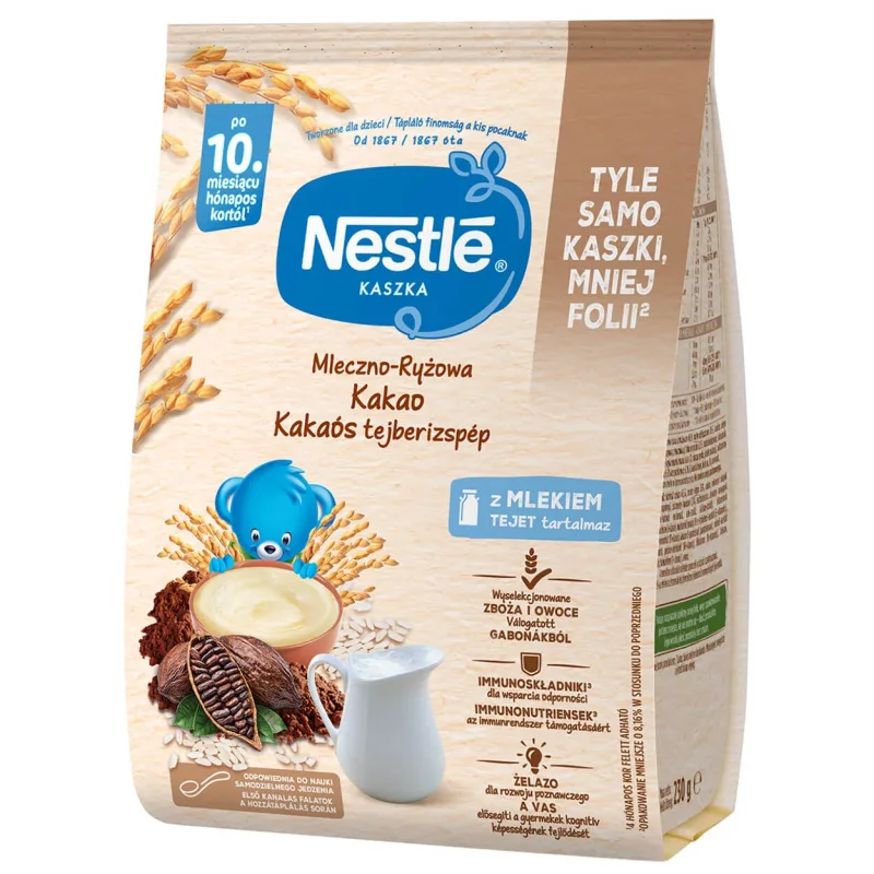 Nestle Terci de orez cu lapte, cacao, fără gluten, după 10 luni, 230 g — preț și oferte