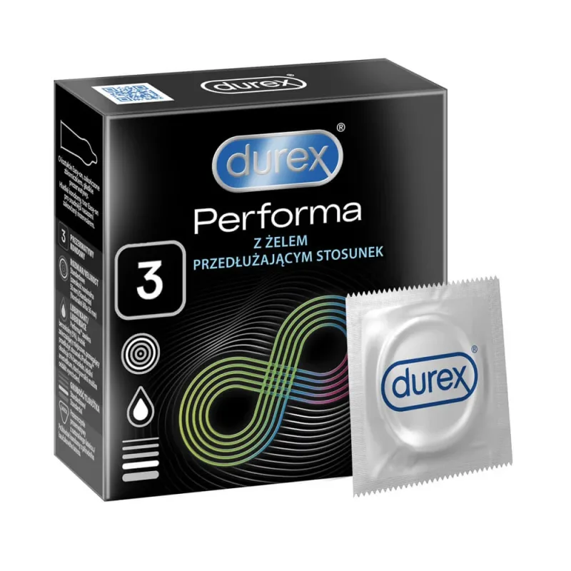 Durex Performa, prezervative cu lubrifiant pentru prelungirea actului sexual, 3 bucăți — preț și oferte