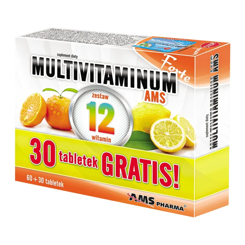 Multivitaminum AMS Forte, 60 comprimate + 30 comprimate gratuite — preț și oferte
