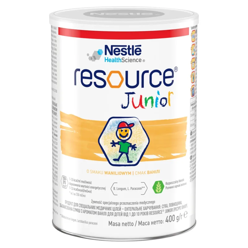 Resource Junior, formulă nutritivă pentru copii peste 1 an, aromă de vanilie, 400 g NESTLE — preț și oferte