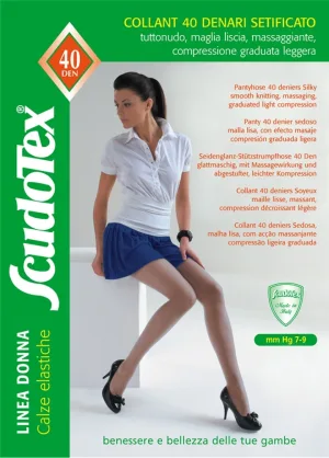 Scudotex 433 Ciorapi compresivi pantaloni, compresie usoara 40 DEN, Nero, marimea 6-XXL