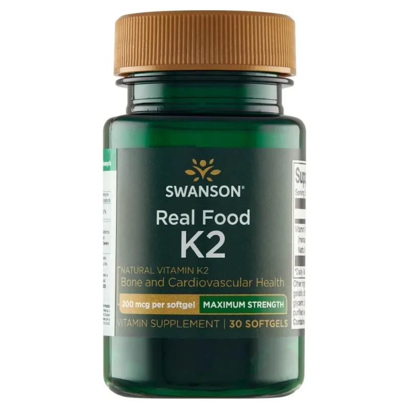 Swanson Real Food K-2, vitamina K 200 µg, 30 capsule gel — preț și oferte