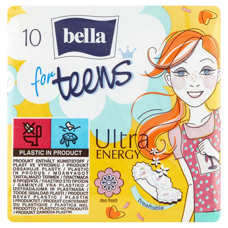 Bella pentru adolescenți, prosoape sanitare cu aripi, deo fresh, Ultra Energy, 10 buc — preț și oferte