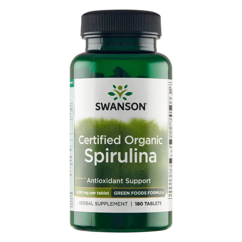 Swanson Certified Organic Spirulina, spirulină organică, 180 comprimate — preț și oferte