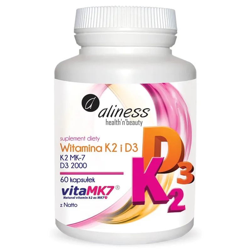 Aliness Vitamina K2 MK-7 100 µg + D3 2000 UI, 60 capsule — preț și oferte