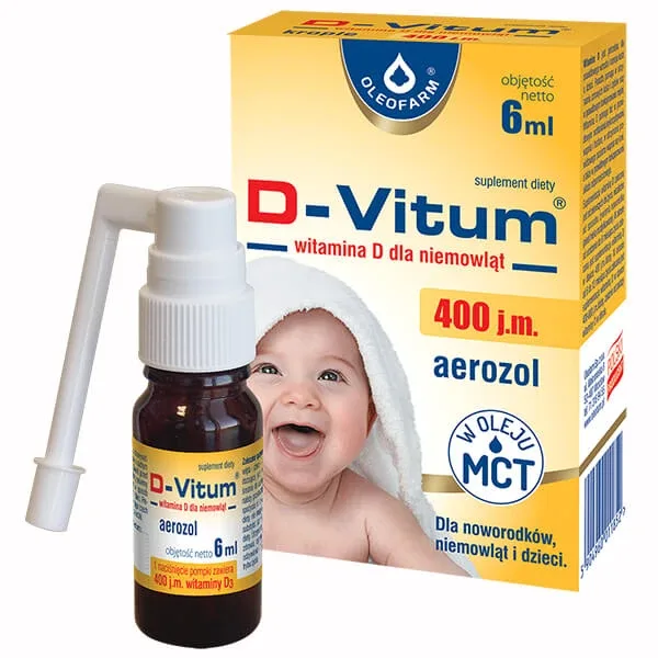 D-Vitum 400 UI, vitamina D pentru sugari, aerosol, 6 ml Oleofarm — preț și oferte