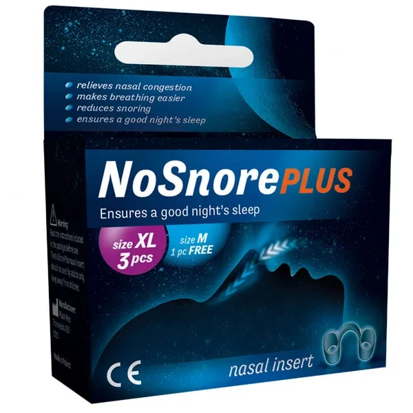 NoSnore Plus, inserții nazale, mărimea XL x 3 bucăți + mărimea M x 1 bucată — preț și oferte