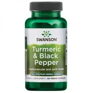 Swanson Full Spectrum Turmeric &amp; Black Pepper, turmeric și piper negru, 60 capsule vegetariene