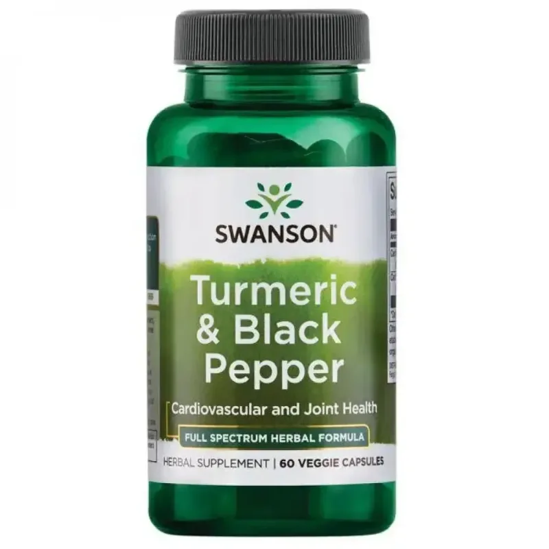 Swanson Full Spectrum Turmeric &amp; Black Pepper, turmeric și piper negru, 60 capsule vegetariene — preț și oferte