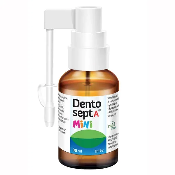 Dentosept A Mini spray, ameliorare pentru ulcere aftoase, aftoasă și dentiție dureroasă, aromă de zmeură, 30 ml Phytopharm — preț și oferte
