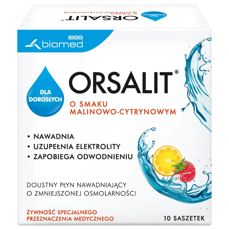 Orsalit pentru adulți, aromă de lămâie și zmeură, 4,46 g x 10 pliculețe BIOMED — preț și oferte