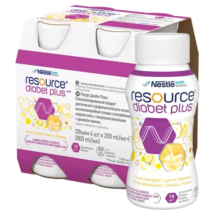 Resource Diabet Plus, aromă de vanilie, 4x200 ml NESTLE — preț și oferte