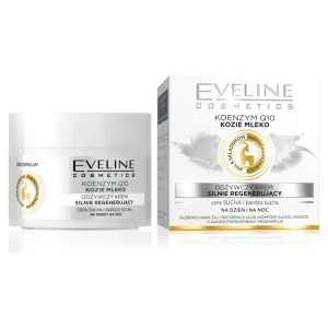 Eveline Cosmetics, cremă hrănitoare puternic regenerantă Coenzima Q10 + lapte de capră, piele uscată și foarte uscată, 50 ml
