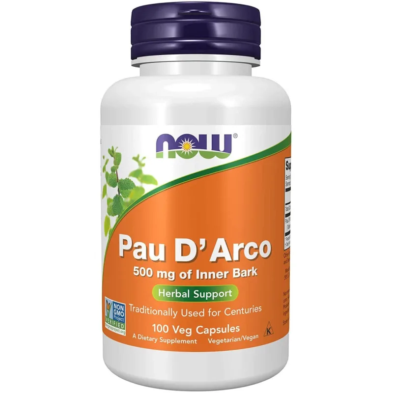 Now Foods Pau D'Arco 500 mg, lapacho, 100 capsule vegetariene — preț și oferte