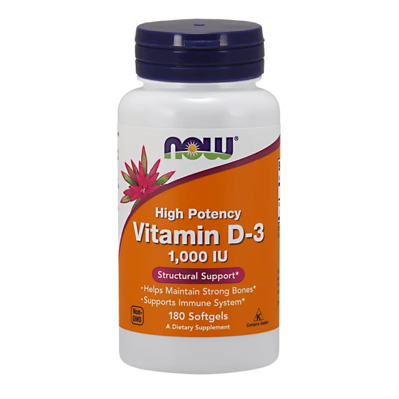 Now Foods Vitamina D-3 1000 UI, vitamina D, 180 capsule — preț și oferte