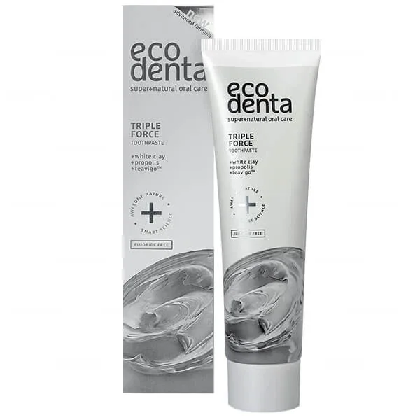 Ecodenta, pastă de dinți cu acțiune triplă cu argilă albă și propolis, fără fluor, 100 ml — preț și oferte