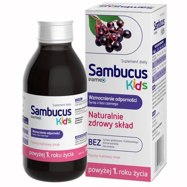 Sambucus Kids, sirop pentru copii cu vârsta peste 1 an, aromă de zmeură, 120 ml — preț și oferte