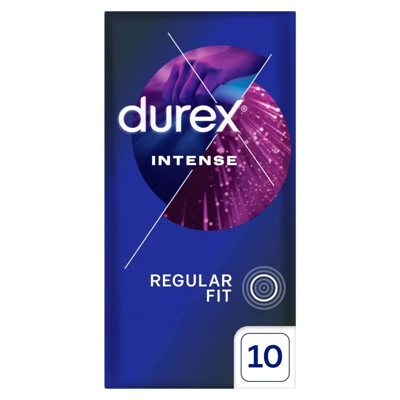 Durex Intense, prezervative cu gel stimulant, cu nervuri, 10 bucăți — preț și oferte