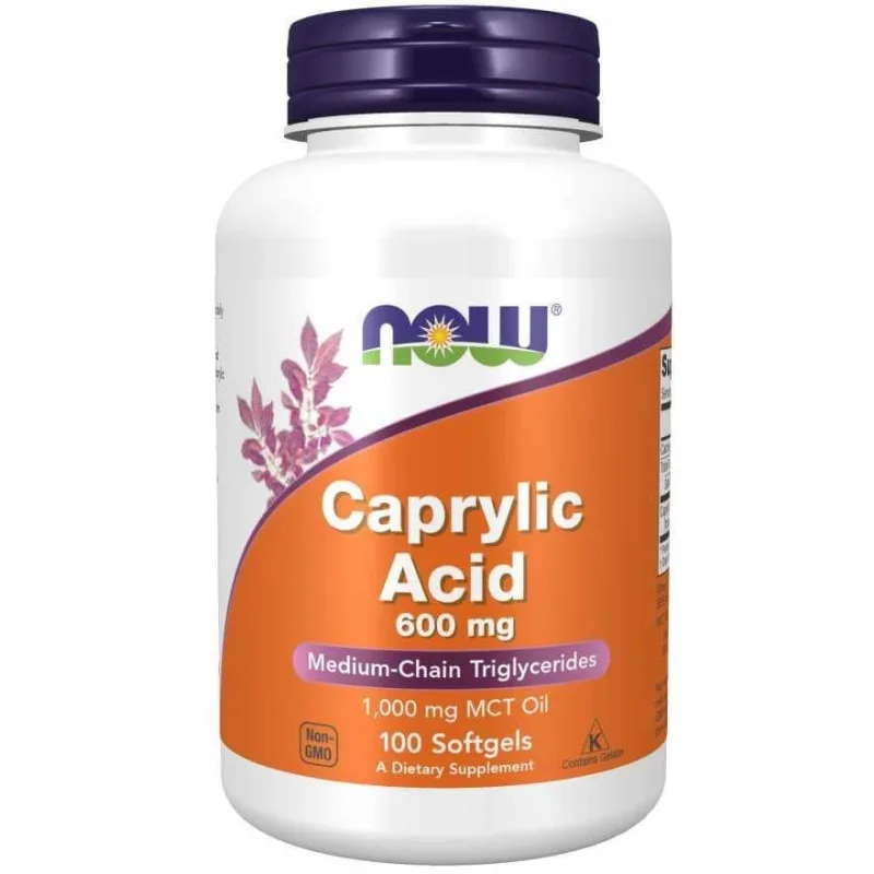 Now Foods, Acid caprilic, Acid caprilic, 600 mg, 100 comprimate — preț și oferte