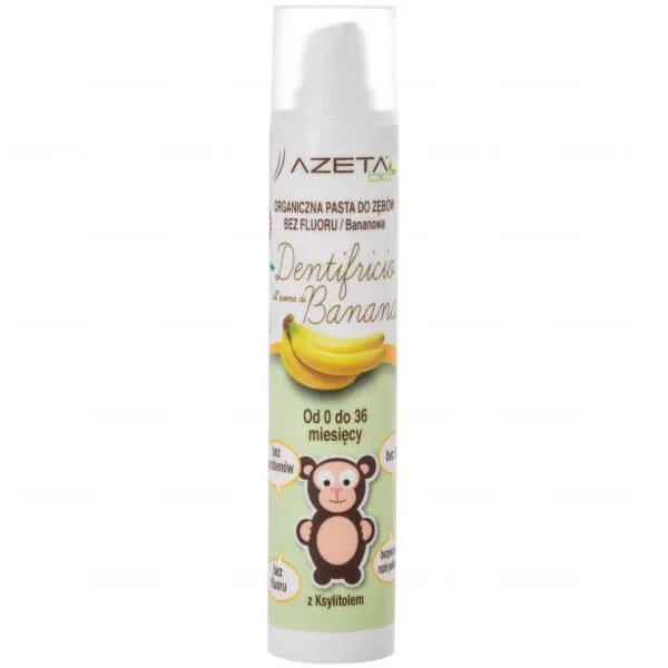 Azeta Bio, pastă de dinți organică pentru copii, 0-36 luni, fără fluor, banană, 50 ml — preț și oferte