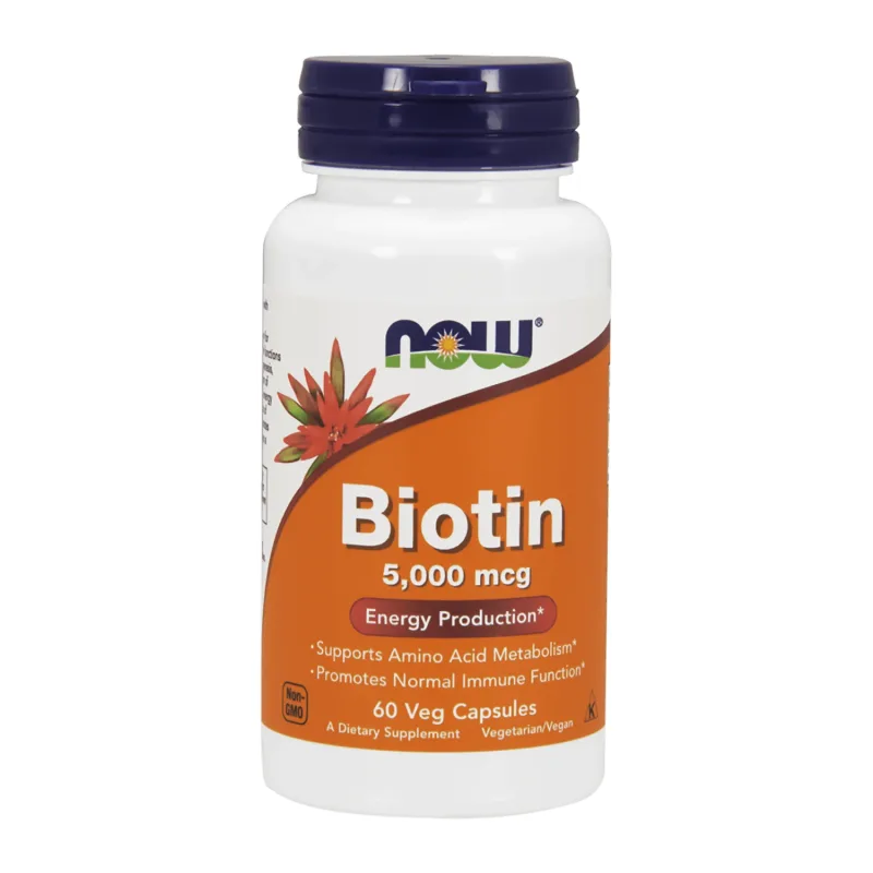 Now Foods Biotin, biotină 5000 µg, 60 capsule vegetariene — preț și oferte