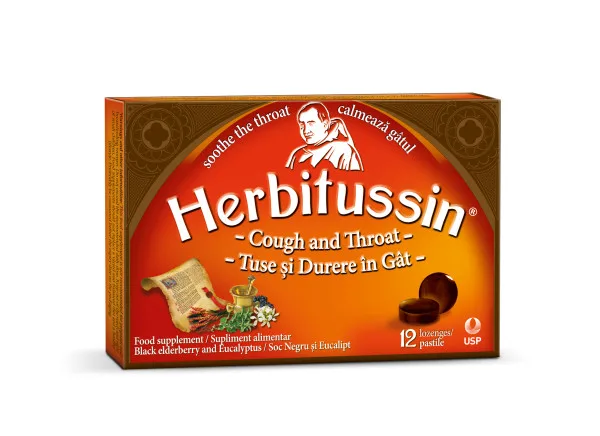 Herbitussin Tuse si Durere in gat, 12buc, USP — preț și oferte