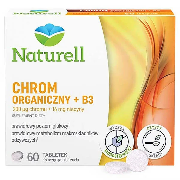 Naturell Organic Chromium + B3, 60 comprimate masticabile Naturelle — preț și oferte