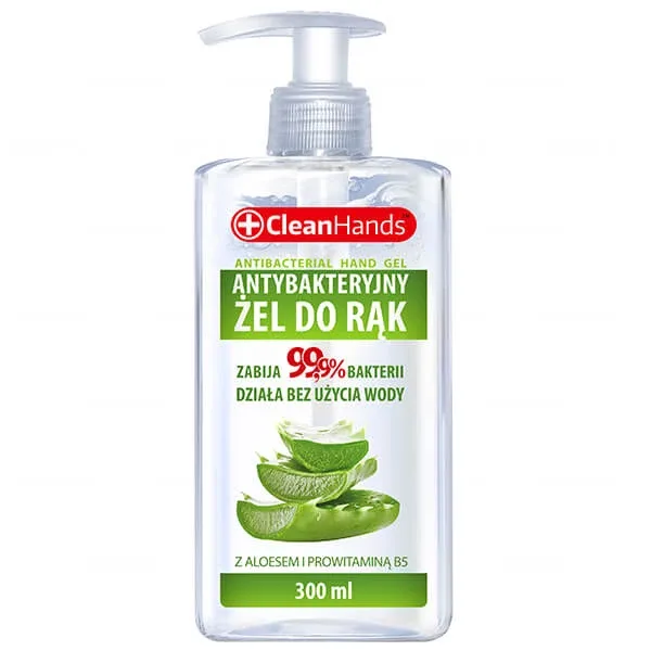 CleanHands, gel de mâini antibacterian cu aloe vera și provitamina B5, cu pompă, 300 ml — preț și oferte