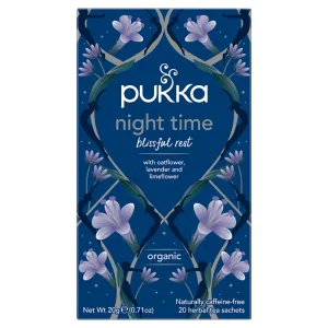 Pukka Night Time Organic, ceai de plante cu fulgi de ovăz, lavandă și lime, 1 g x 20 plicuri