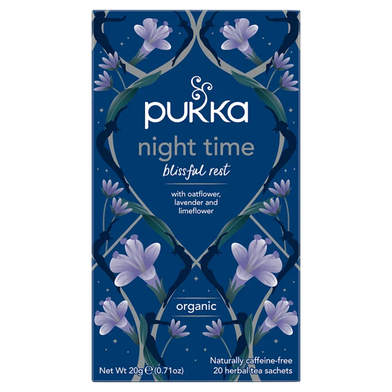 Pukka Night Time Organic, ceai de plante cu fulgi de ovăz, lavandă și lime, 1 g x 20 plicuri — preț și oferte