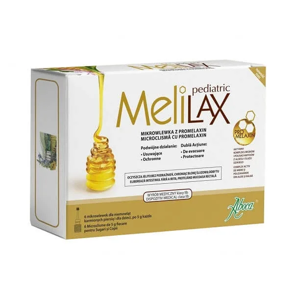 Melilax Pediatric, microinfuzie rectală cu promelaxină pentru copii și sugari, 5 g x 6 microinfuzii — preț și oferte