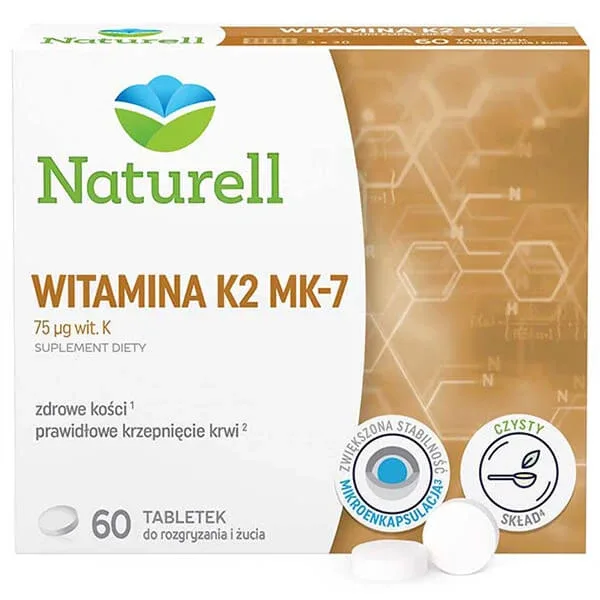 Naturell Vitamina K2 MK-7, vitamina K 75 µg, 60 comprimate masticabile Naturelle — preț și oferte