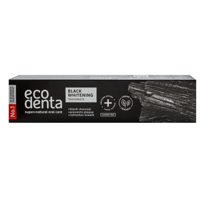 Ecodenta, pastă de dinți albitoare cu carbon negru și extract de ceai verde, fără fluor, 100 ml — preț și oferte