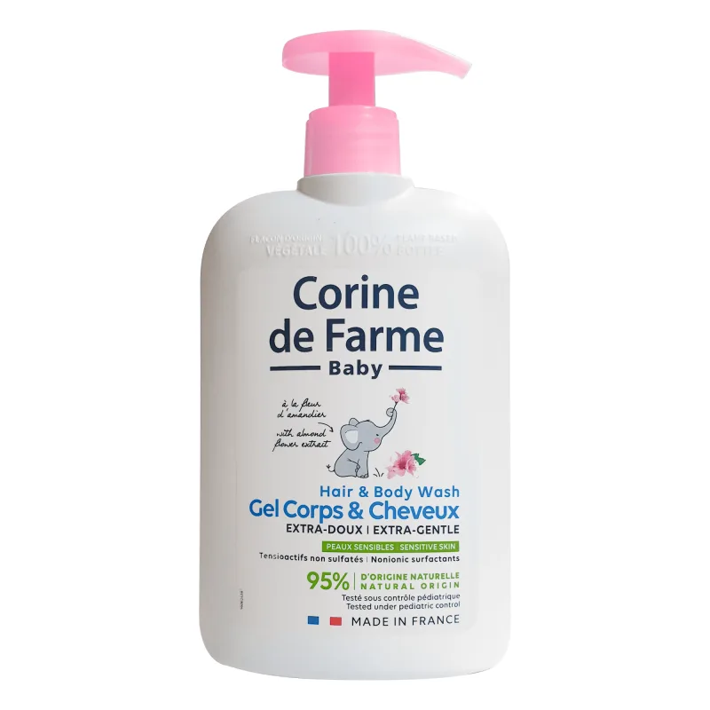Corine de Farme Baby, gel de curățare delicat 2 în 1 pentru corp și păr, de la naștere, cu extract de flori de migdale, 500 ml — preț și oferte