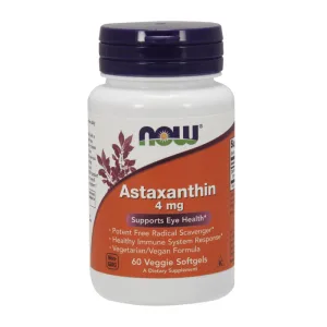 Now Foods Astaxantină, astaxantină 4 mg, 60 capsule vegetariene